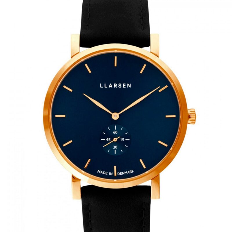 LLARSEN NIKOLAJ Gold Watch Coal Leather