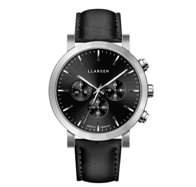 LLARSEN NOR Steel Watch Ink Leather