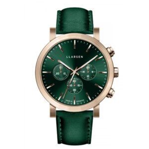 LLARSEN NOR Bronze Watch gren Leather