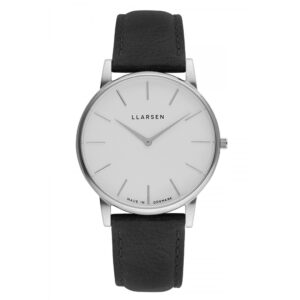 LLARSEN OLIVER Steel Watch Coal Leather