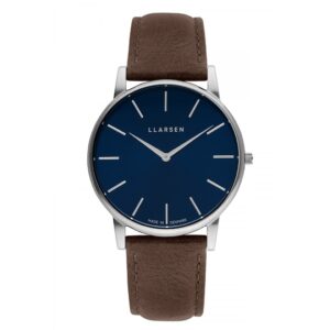 LLARSEN OLIVER Steel Watch Wood Leather