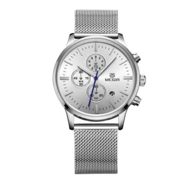 MEGIR Chronograf Silver Mesh