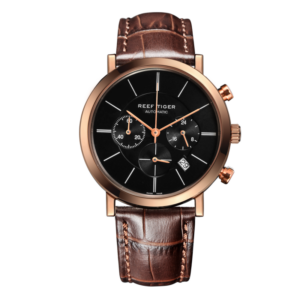 REEF TIGER Seattle Mountain Rainier Chronograph RGA162 Rosegold Brown leather